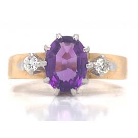 18ct Oval Amethyst Diamond Ring image