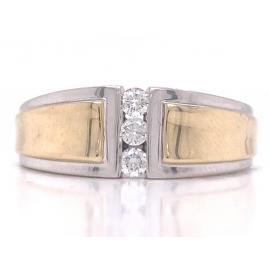 10ct Two Tone Three Diamond Ring TDW 0.21ct image