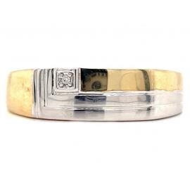 9ct Diamond Two Tone Signet Ring image