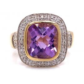 9ct Amethyst Diamond Halo Ring image