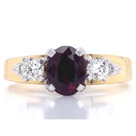 18ct Ruby 2 Diamond Ring TDW 0.24ct image