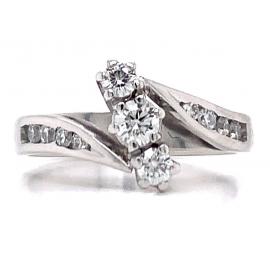18ct White Gold Three Diamond Ring TDW 0.32ct image