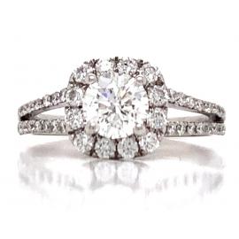 18ct White Gold Diamond Halo Ring TDW 0.81ct image