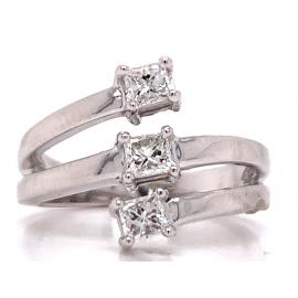 18ct White Gold Three Princess Cut Diamond Ring TDW 0.40ct image