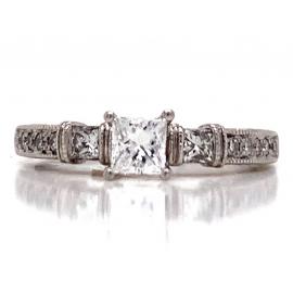 14ct White Gold Princess Cut Diamond Solitaire Ring TDW 0.55ct image