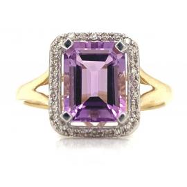 10ct Amethyst Diamond Halo Ring image