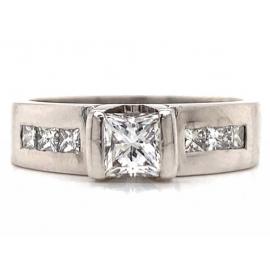 18ct White Gold Princess Diamond Solitaire Ring TDW 1.04ct image