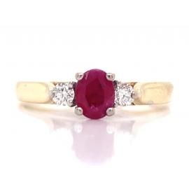 10ct Ruby Two Diamond Ring TDW 0.10ct image