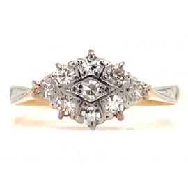 18ct/Platinum Nine Diamond Deco Ring TDW 0.18ct image