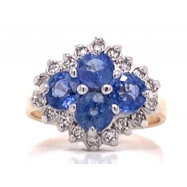 9ct Four Sapphire Diamond Cluster Ring image