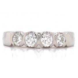 Platinum Four Diamond Ring TDW 0.74ct image