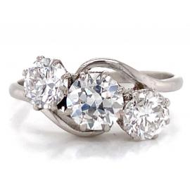 Platinum Three Diamond Ring TDW 1.94ct image