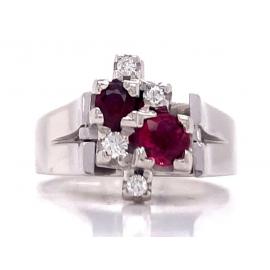 18ct White Gold Ruby Diamond Ring TDW 0.10ct image