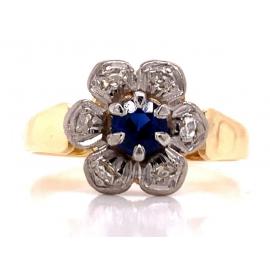 18ct Synthetic Sapphire Diamond Cluster Ring TDW 0.12ct image