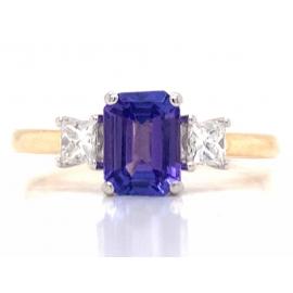 10ct Tanzanite Two Diamond Ring TDW 0.40ct image