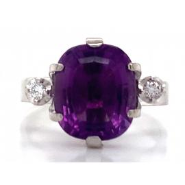 18ct White Gold Amethyst Diamond Ring image
