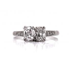 18ct White Gold Two Old Mint Cut Diamond Ring TDW 1.23ct image