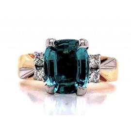 18ct Green Tourmaline Four Diamond Ring TDW 0.16ct image