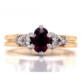 18ct Ruby Six Diamond Ring TDW 0.10ct image