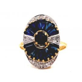 18ct Sapphire Diamond Deco Ring image
