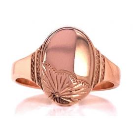 9ct Rose Oval Engraved Signet Ring image