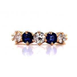 18ct Two Sapphire Three Diamond Ring TDW 0.67ct image