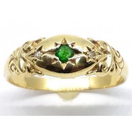 9ct Vintage Emerald Diamond Ring image