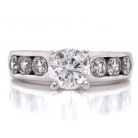 18ct White Gold Diamond Solitaire Ring With Shoulder Diamonds TDW 1.70CT  image