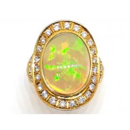 18ct Jelly Opal & Diamond Oval Ring image