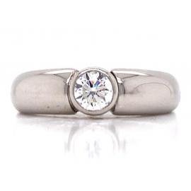 Platinum Diamond Rubover Solitaire Ring TDW 0.47ct image