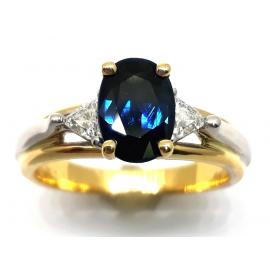 18ct Sapphire Trilliant Diamond Ring image