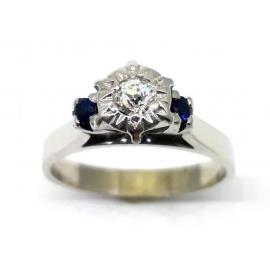 14ct White Gold Diamond 2 Sapphire Ring image
