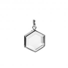 Stow Sterling Silver Medium Hexagon Faceted Locket image