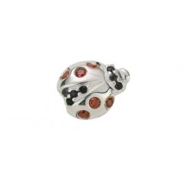 Stow Stg Red/Black CZ Ladybird Charm image