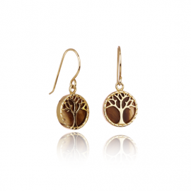 Evolve Stg Gold Plated Tigers Eye Tree Of Life Drops image