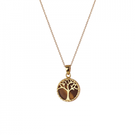 Stg Gold Plated Tigers Eye Tree Of Life Pendant image