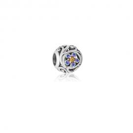 Evolve Stg Enamel CZ Chatham Island Forget Me Not Charm Bead image