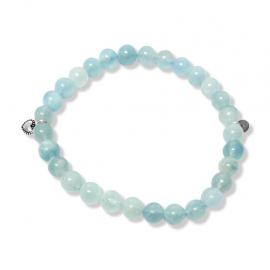 La Pierre Stg Aquamarine Bead Stretch Bracelet image