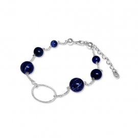 La Pierre Stg Blue Vein Bead Bracelet image