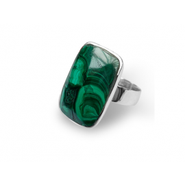 La Stele Stg Green Malachite Rectangle Ring image