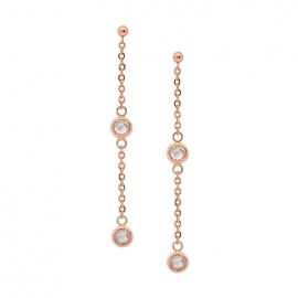 Ellani Stainless Steel Rose gold Plated CZ Drop Earrings image