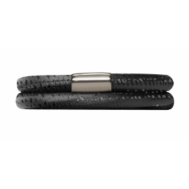 Double Black Leather Bracelet image
