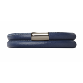 Double Navy Leather Bracelet image