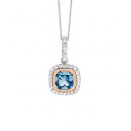 Ellani Stg CZ Blue Spinel Halo Drop Pendant image