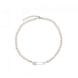 Karen Walker Stg Safety Pin & Pearl Necklace image