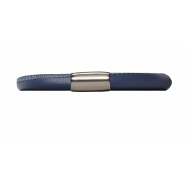 Single Navy Leather Bracelet image