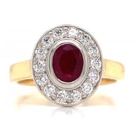 18ct Ruby Diamond Oval Cluster Ring image
