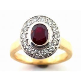 18ct Ruby Diamond Oval Cluster Ring image