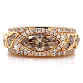 18ct Rose Gold Champagne Diamond Cluster Ring TDW 2.32CT image