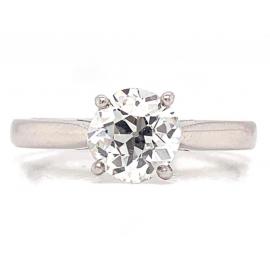 Platinum Old Cut Diamond Solitaire Ring TDW 1.08ct image